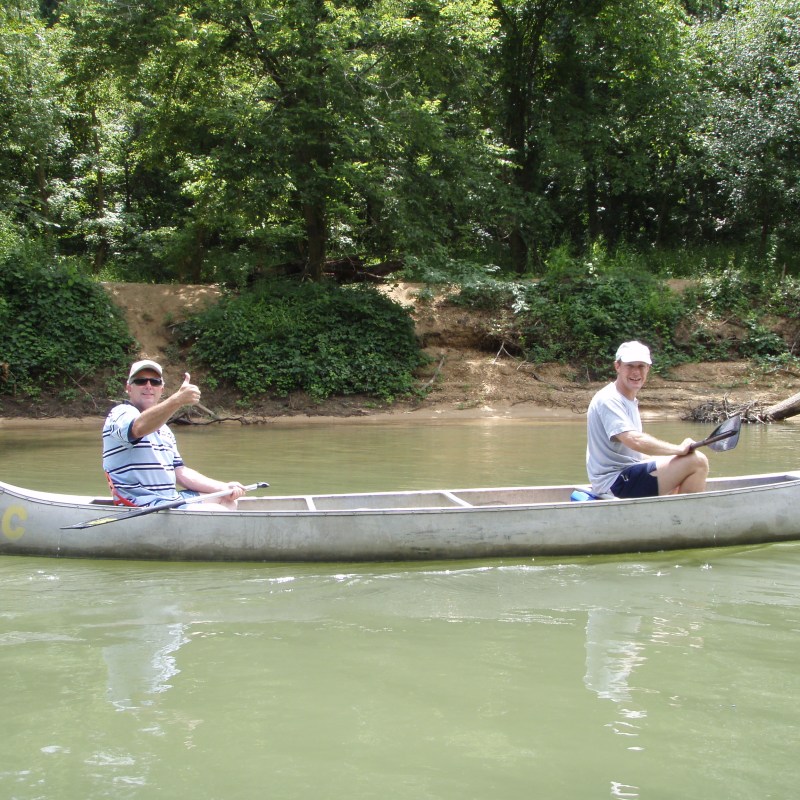 Two guys in their canoe